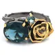 Bagues Neo-Gothic Rose Dark London Blue Topaz Iolite levez ald Tourmaline Black Gold Silver Rings