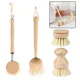 Brosse à récurer la vaisselle en bambou brosse de nettoyage de casserole de cuisine manche en bois