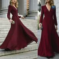 Robe de soirée moulante à manches longues pour femmes tenue de soirée à bandes