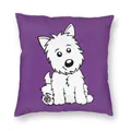 Housse de coussin carrée en forme de chien dessin animé mignon pour canapé salon West Highland