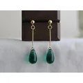 Boucles d'oreilles en forme de goutte d'eau vert émeraude plaqué or élégantes classiques