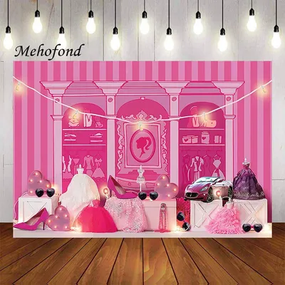 Mehofond – arrière-plan de photographie maison rose princesse fille décoration de gâteau de 1er