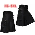 Jupe plissée avec ceinture en métal pour homme kilts de poche cool kilt gothique kilt vintage