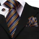 Hi-Tie – cravate en soie rayée pour hommes ensemble de boutons de manchette pratiques cadeau de