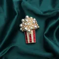 Broches en métal pour femmes et filles jolies épingles en perles de pop-corn strass rubis