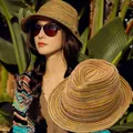 Chapeau de paille fait à la main pour femmes chapeau de soleil en paille pliable Style bohémien