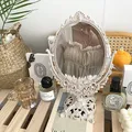 Miroir de Maquillage Nordique Vintage en Plastique Argenté Décoratif pour Chambre à Coucher Table