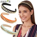 AWAYTR – bandeaux de cheveux pour femmes chaînes en or cerceau de cheveux lunette solide bandeau