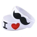 Bracelet en silicone I Love Moustache 1 pouce de large 1 pièce