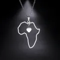 My Shape Afrique Carte Coeur Pendentif Colliers pour Les Femmes Hommes En Acier Inoxydable Chaîne