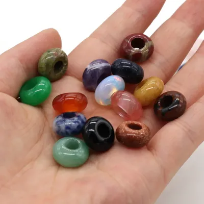 Perles en pierre naturelle amples en forme de boulier breloques à grand trou taille de perle
