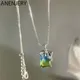 ANENJERY-Collier carré en forme de larmes de bougie pour femme pendentif clavicule bijou de niche