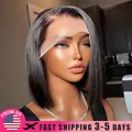 Perruque Bob Lace Frontal Wig Remy naturelle cheveux courts et lisses 13x4 sans colle HD