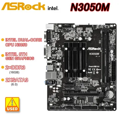 ASRock-Carte mère Intel Façades Core Processor N3050M Intel 8e génération 2 x DDR3 16 Go HDMI