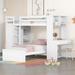 Twin Size Wood Loft Bed with Twin Size Platform Bed, Desk and Wardrobe, Kid's Bed with Open Shelves and Drawers