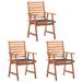 Global Pronex Outdoor Dining Chairs 3 pcs with Cushions Solid Acacia Wood