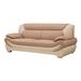 Faux Leather Upholstered Sofa with Pillow Top Armrest, Beige and Brown