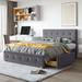 Queen Size Linen Fabric Upholstered Platform Bed, with Classic Headboard and 4 Drawers