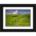 Jaynes Gallery 24x17 Black Ornate Wood Framed with Double Matting Museum Art Print Titled - Europe-Italy-Tuscany-Val d Orcia-Cypress tree and winding road in farmland hills