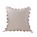 wendunide home textiles Velvet Solid Color Tassel Lace Pillowcase Tassel Sofa Cushion Cover 18x18 Inch Pink