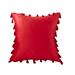 wendunide home textiles velvet solid color tassel lace pillowcase tassel sofa cushion cover 18x18 inch red