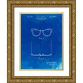 Borders Cole 25x32 Gold Ornate Wood Framed with Double Matting Museum Art Print Titled - PP541-Faded Blueprint Ray Ban Horn Rimmed Glasses Patent Poster