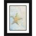 Diannart 11x14 Black Ornate Wood Framed with Double Matting Museum Art Print Titled - Watercolor Starfish II