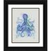 Fab Funky 15x18 Black Ornate Wood Framed with Double Matting Museum Art Print Titled - Octopus Rainbow Splash Blue