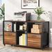 Baiyihang 2 Drawer Wood File Cabinets Modern Mobile Lateral Filing Cabinet Rustic Brown