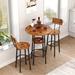 17 Stories Bistro Table & Chairs Set of 2, 3-Piece Bar Table & Chairs, Small 2-Tier Round Dining Table Wood/Metal in Brown | Wayfair