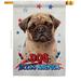 Breeze Decor Patriotic Fawn Pug 2-Sided Polyester 40 x 28 in. House Flag in Blue/Brown/Red | 40 H x 28 W in | Wayfair BD-DG-IP-US22-BD-120230-H-BO