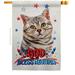 Breeze Decor Patriotic American Cat 2-Sided Polyester 40 x 28 in. House Flag in Blue/Gray/Red | 40 H x 28 W in | Wayfair