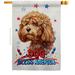 Breeze Decor Patriotic Poodle 2-Sided Polyester 40 x 28 ft. House Flag in Blue/Brown/Red | 40 H x 28 W in | Wayfair BD-DG-IP-US22-BD-120171-H-BO