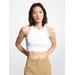 Michael Kors Ribbed Recycled Viscose Blend Cropped Tank Top White L