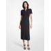 Michael Kors Ribbed Stretch Knit Polo Dress Black S