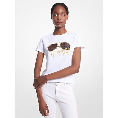 Michael Kors Logo Aviator Print Organic Cotton T-Shirt White M