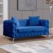 Everly Quinn 62.2" Velvet Square Arm Loveseat w/ Reversible Cushions Velvet in Blue | 28.35 H x 62.2 W x 33.46 D in | Wayfair