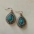 Anthropologie Jewelry | Anthropologie Turquoise And Rose Gold Earrings | Color: Gold | Size: Os