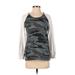 Six Fifty Sweatshirt: Scoop Neck Covered Shoulder Gray Camo Tops - Women's Size Small