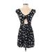 Hollister Casual Dress - A-Line Plunge Short sleeves: Blue Floral Dresses - Women's Size X-Small