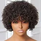 Perruque afro bouclée moelleuse avec frange naturelle cheveux brésiliens 100% humains cheveux