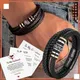 Bracelet en cuir double Nucleo pour hommes ULen cuir punk alliage tissé bracelet multicouche pour