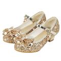 JDEFEG Toddler Girl Swim Shoes Toddler Little Kid Girls Dress Pumps Glitter Sequins Princess Bowknot Low Heels Party Dance Shoes Rhinestone Sandals Hills Sandals for Girls Pu Gold 25