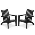 Patiojoy 2PCS Wooden Adirondack Chair W/Ergonomic Design Outdoor Lounge Armchair Acacia Wood chair for Yard&Patio Black