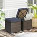 Gymax 2PCS Outdoor Patio Ottomans Hand-Woven PE Wicker Footstools w/ Removable Cushions Navy