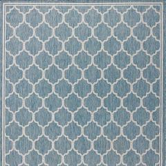 Carmina Trellis Indoor/Outdoor Rug - Aqua, 4'10" x 7'6" - Frontgate