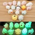 20 Pcs Mochi Squishy Toys Party Favors for Kids Kawaii Luminous Mini Squishy Animal Squishies Stress Relief Toys Light Up Cat Panda Squishy Squeeze Toys Birthday for Boys Girls Random