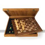 Manopoulos Walnut Burl Chess Set with Staunton Chessmen (50cm Board and 8.5cm King)