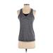 Reebok Active Tank Top: Gray Color Block Activewear - Women's Size Small