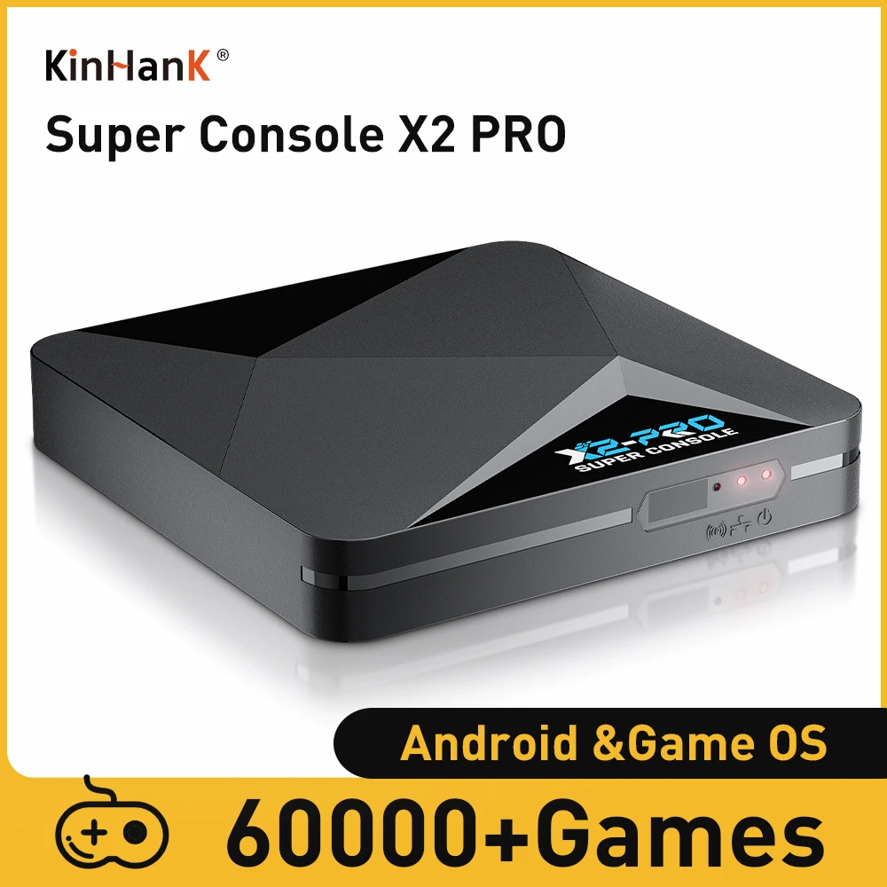 KINHANK Super Console X2 Pro boîte de jeu Console de jeu vidéo rétro 60000 jeux vidéo pour ARCADE/MAME/DC/SS avec manette de jeu cadeau pour enfant